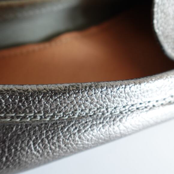 Coach Nola Silver Calf Grain Leather Logo Slip On Driving Shoe Moccasin Loafers - Picture 9 of 16